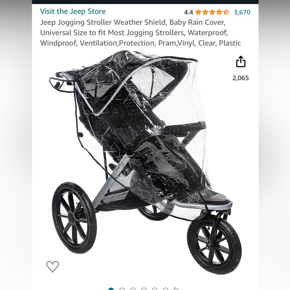 5/$20* Stroller rain shield, pocket, black trim & velcro for 3 wheel strollers